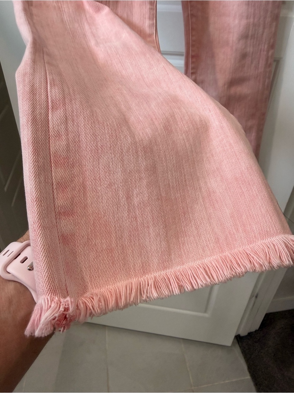 High-Rise Pink Cropped Button-Fly Jeans - Picture 6 of 6